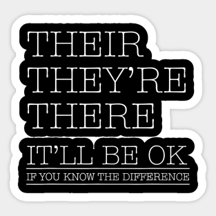 Their They're There Grammar Shirt Funny English Teacher Gift Sticker